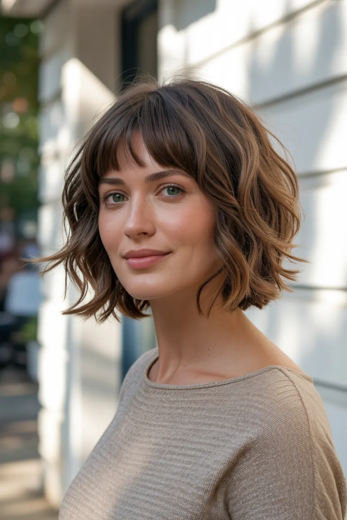Choppy Lob with Curtain Bangs