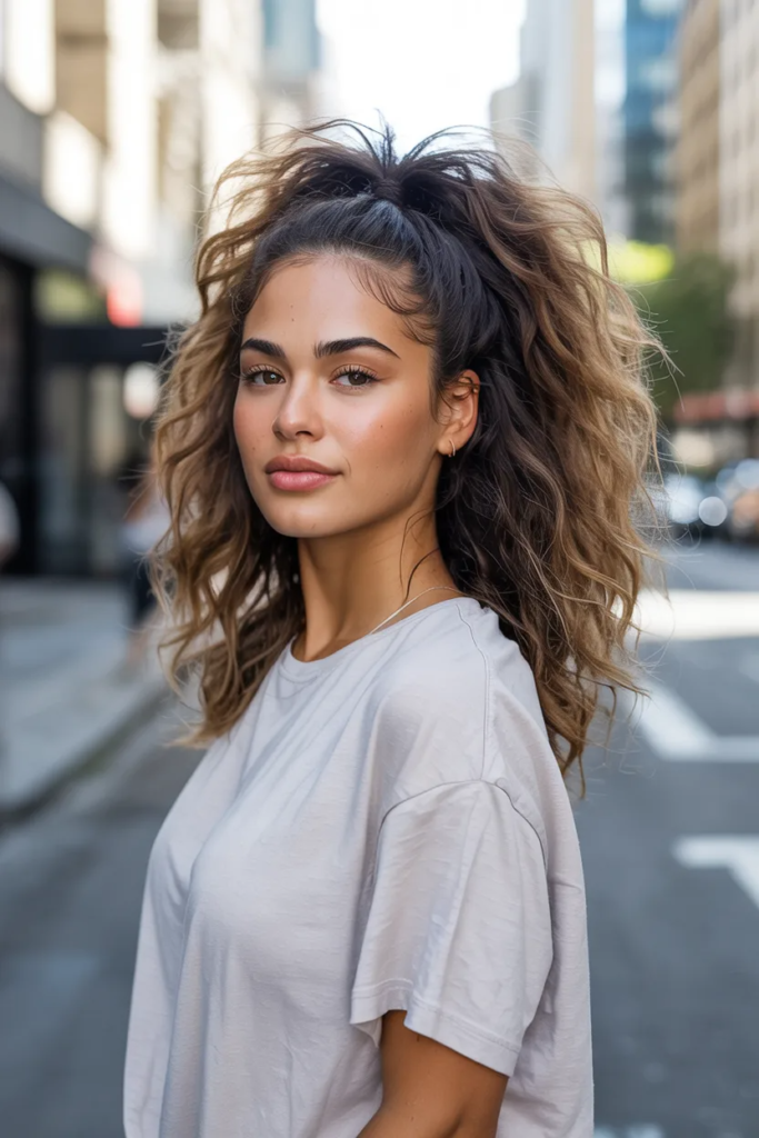 High Voluminous Messy Ponytail