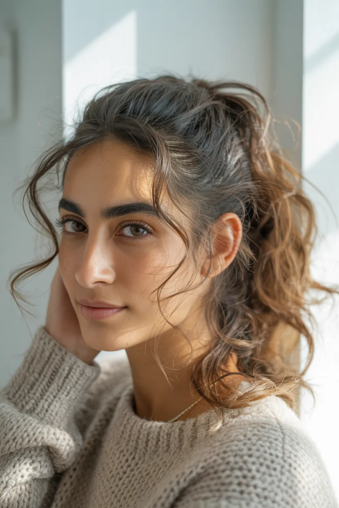 Messy Ponytail with Face-Framing Pieces