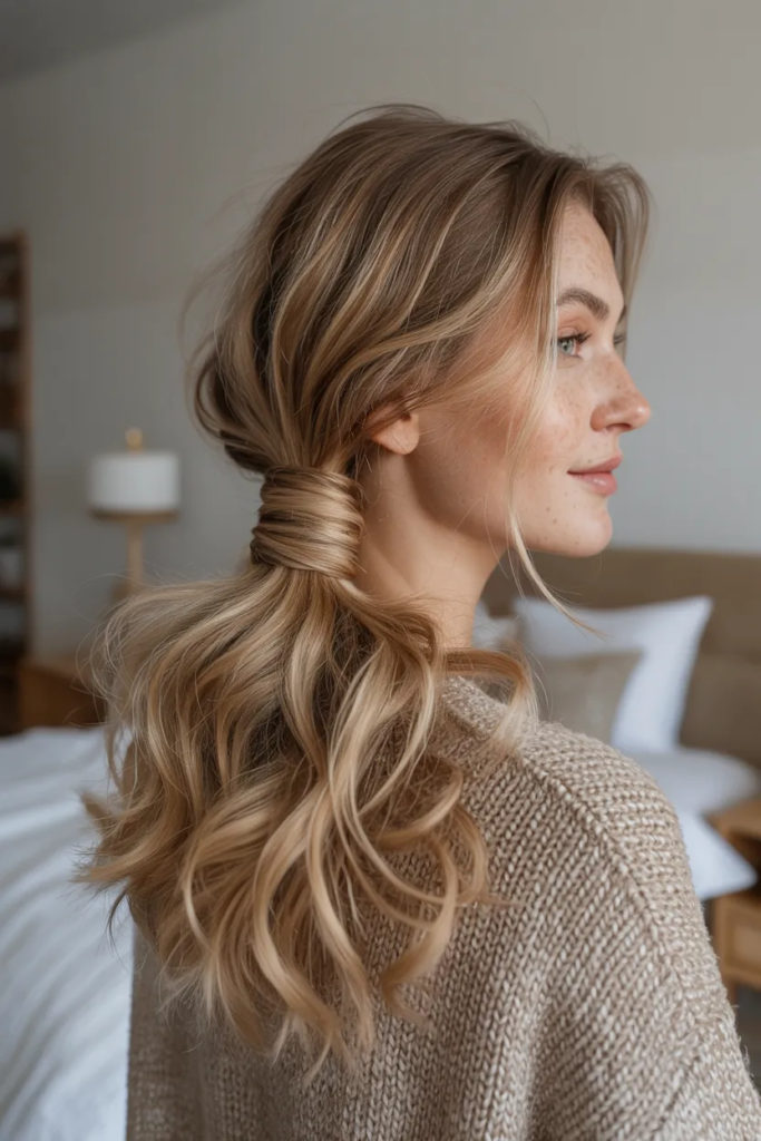 Messy Ponytail with Hair Wrap