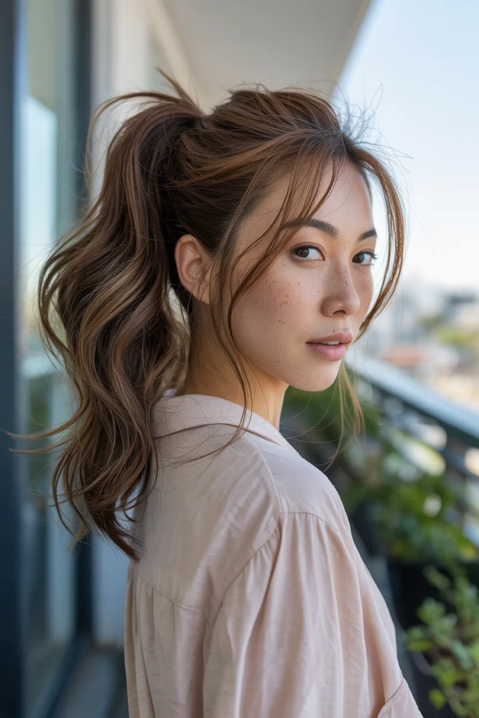 Side-Swept Messy Ponytail