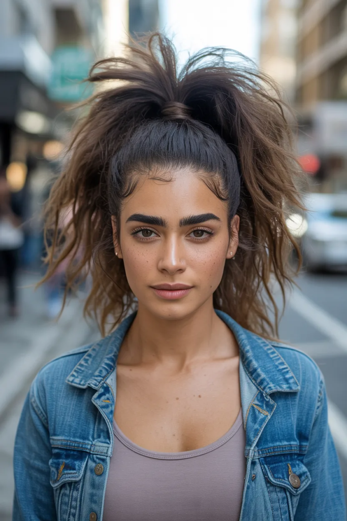 Super High Messy Ponytail