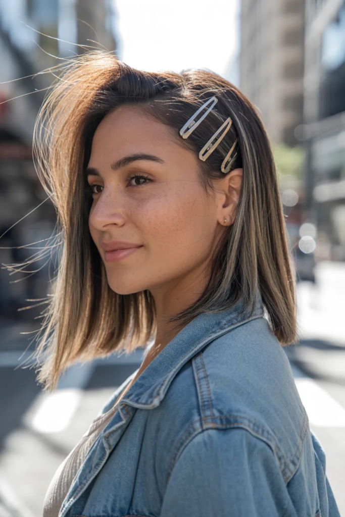 Straight Hair with Side Pins