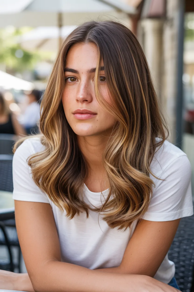 Honey Blonde Highlights on Brunette Hair