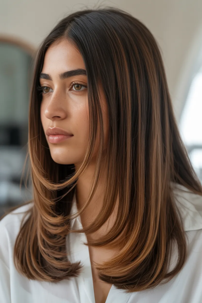 Balayage on Straight Dark Hair