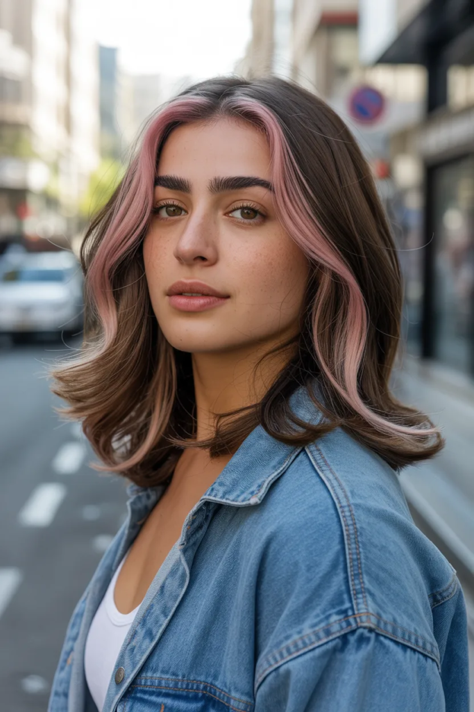 Pink Balayage on Brunette Hair