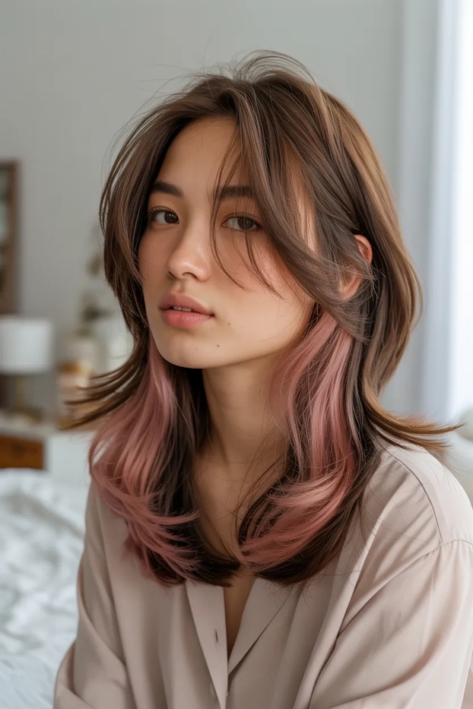 Korean Pink Brown Hair