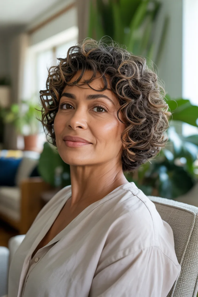 Curly Layered Bob Hairstyle That Defines Curls While Reducing Bulk