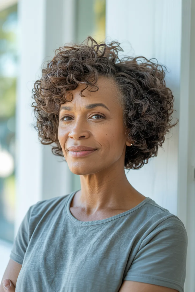 Short Curly Crop Hairstyle That Embraces Natural Texture with Ease