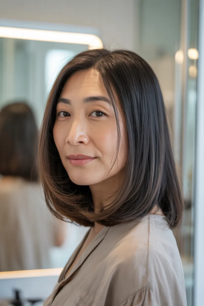 Straight Lob Hairstyle with Minimal Layers for a Sleek Everyday Style