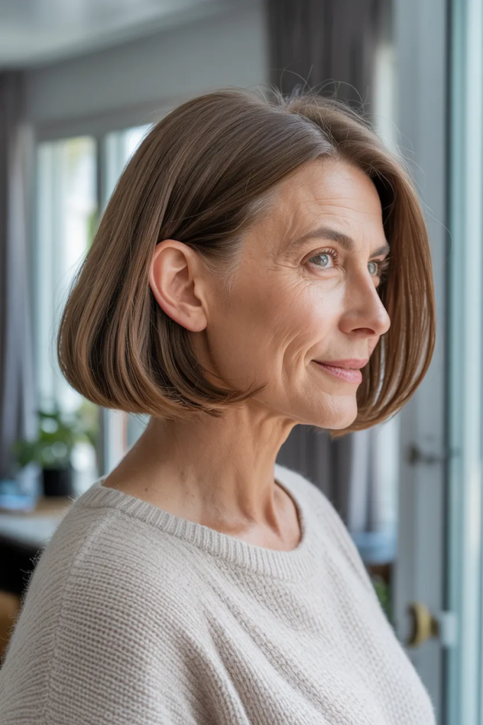 Sleek One-Length Bob Haircut That Keeps Styling Minimal and Polished