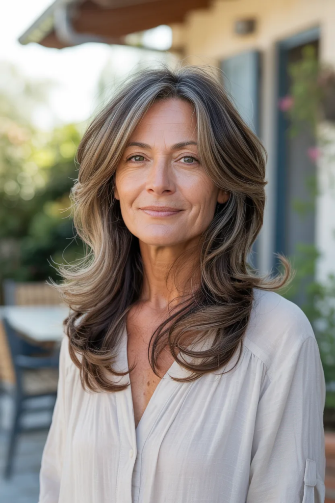 Long Layered Hairstyle with Soft Waves for a Lightweight and Flowing Look