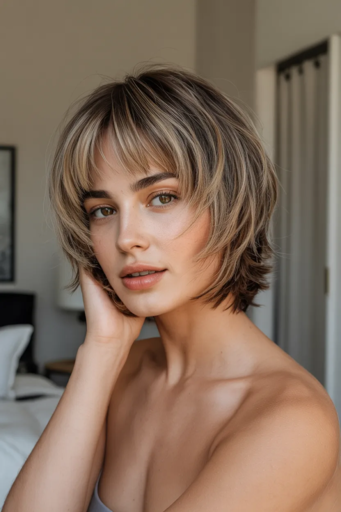 Short Wolf Cut with Curtain Bangs
