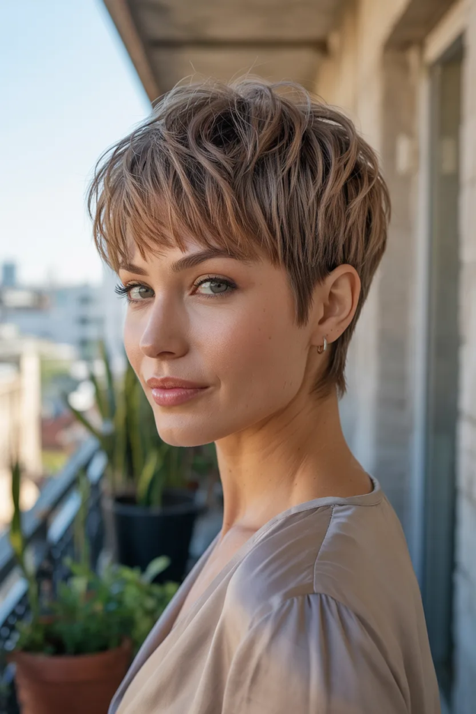 Short Wolf Cut for Round Face