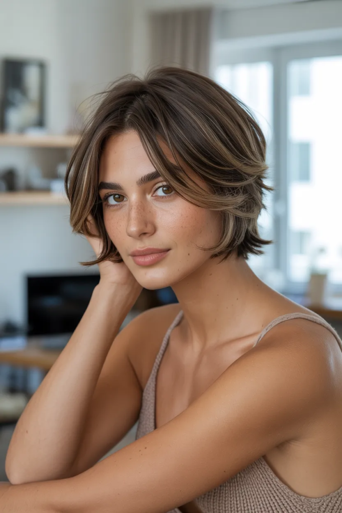 Short Wolf Cut for Square Face