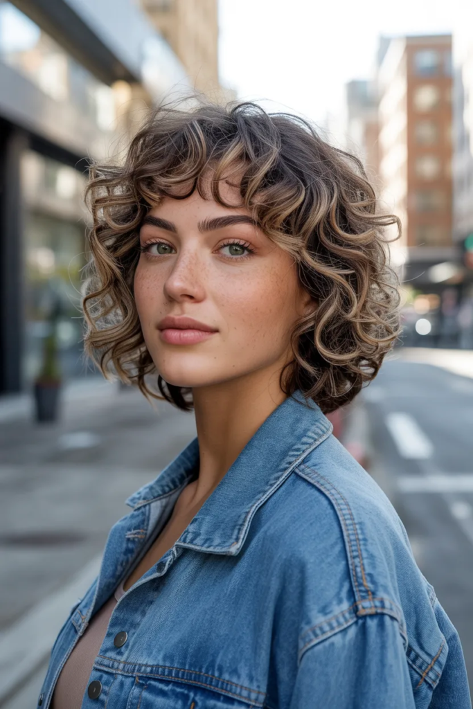 Curly Shag With Curtain Bangs