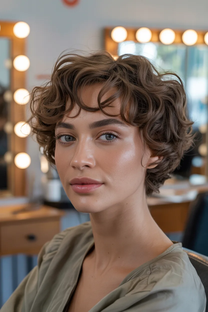 Short Curly Hair With Curtain Fringe