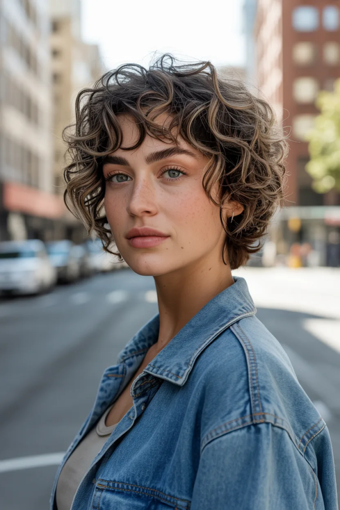 Short Curly Shag With Choppy Bangs