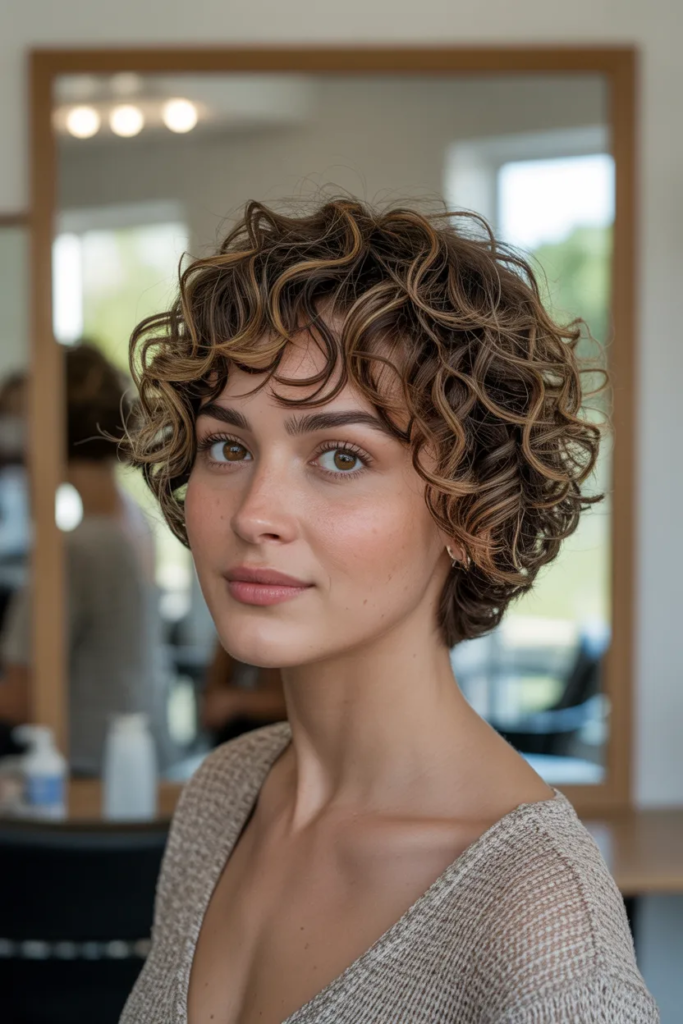 Short Curly Cut With Layered Bangs