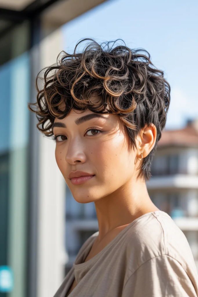 Curly Pixie With Textured Fringe