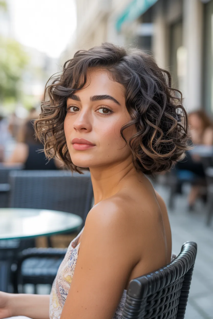 Curly Bob with Side Part