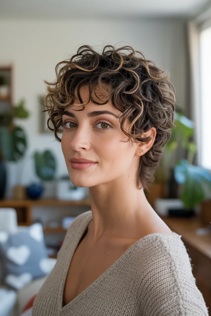 Short Curly Wolf Cut
