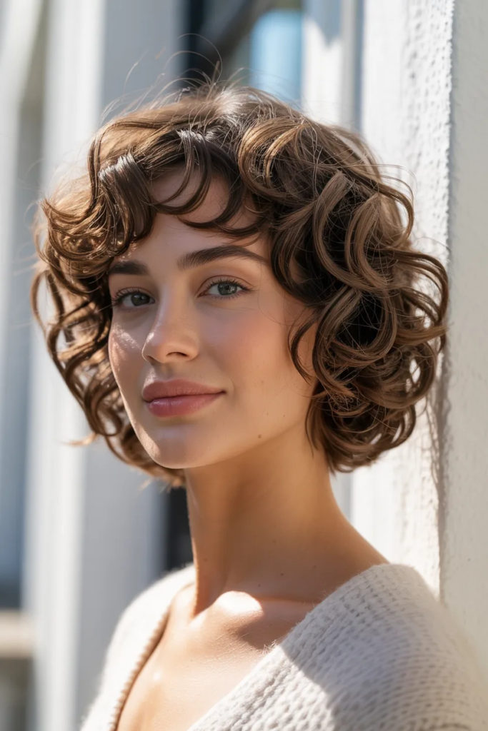 Rounded Curly Bob with Lifted Crown