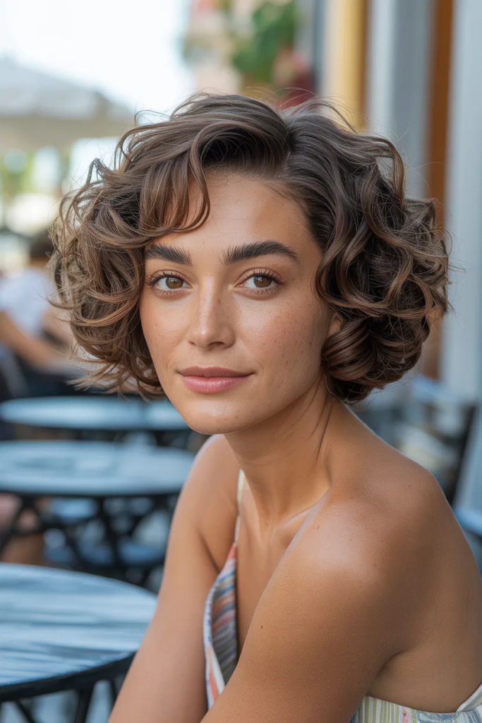 Curly Bob with Angled Ends