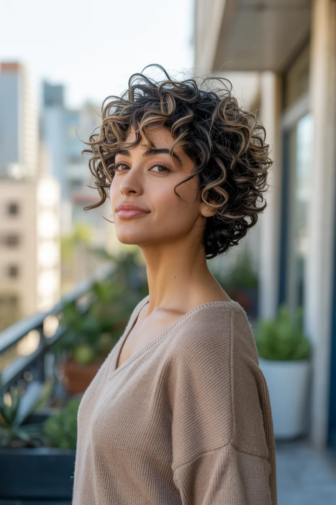 Short Curly Hair with Volume on Top