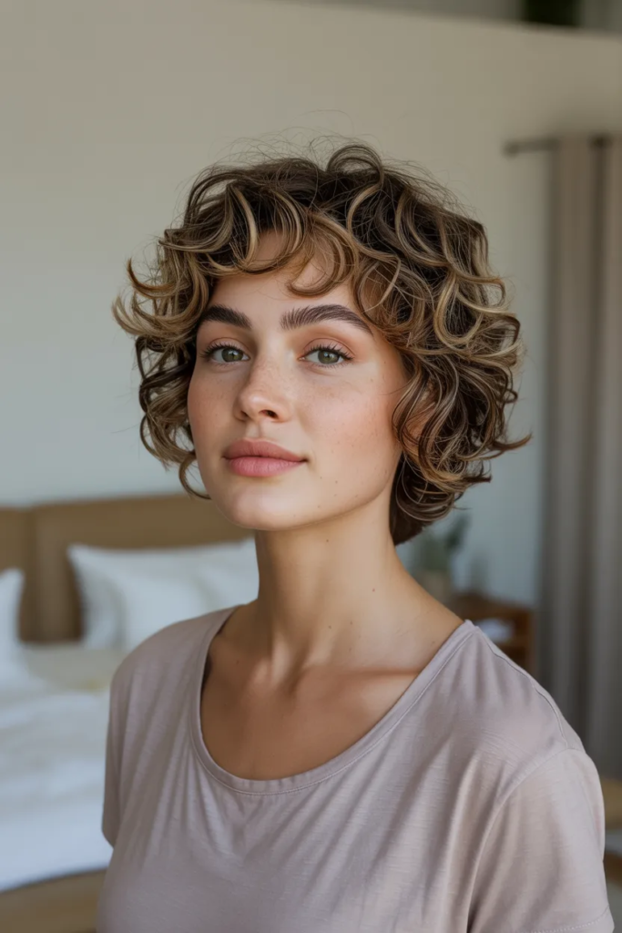 Short Curly Hair with Layered Crown