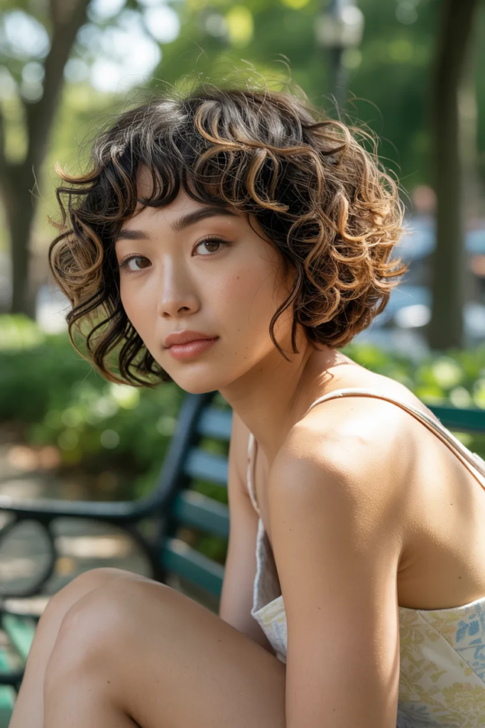 Curly Bob with Light Fringe