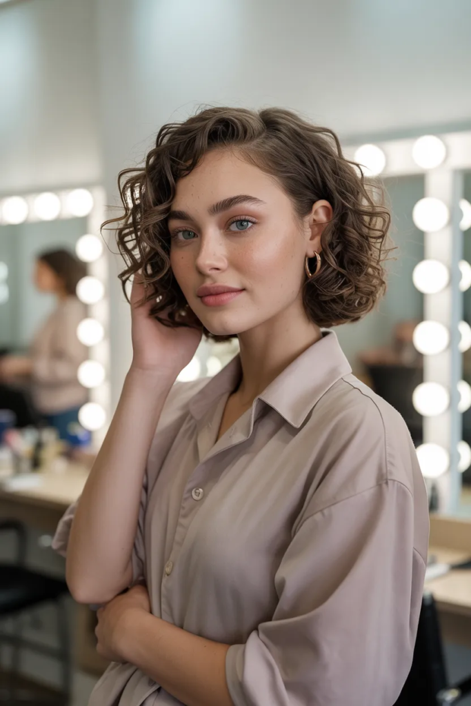 Short Curly Cut with Defined Part