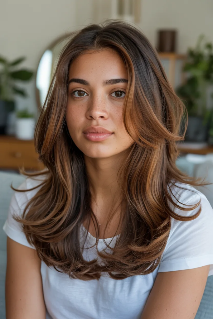 Warm Chocolate Brown with Highlights