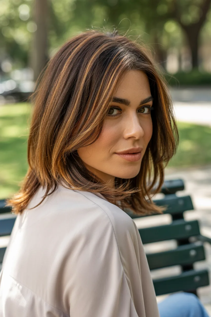 Caramel Highlights on Brown Hair