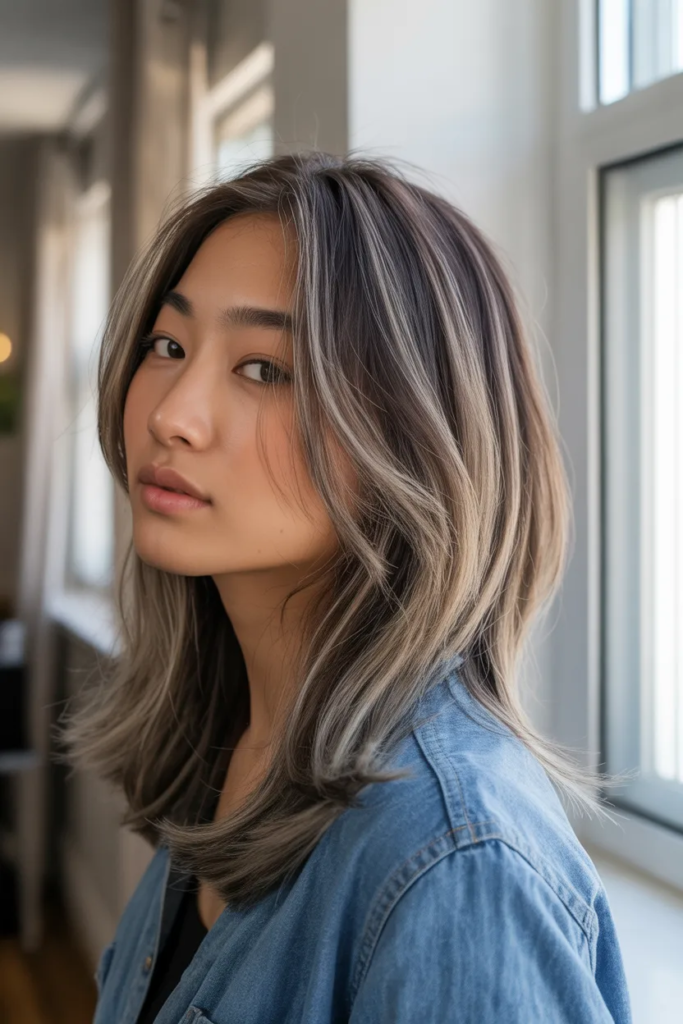 Dark Blonde with Grey Highlights