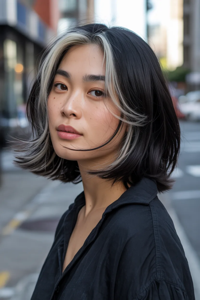 Black Hair with Silver Streaks