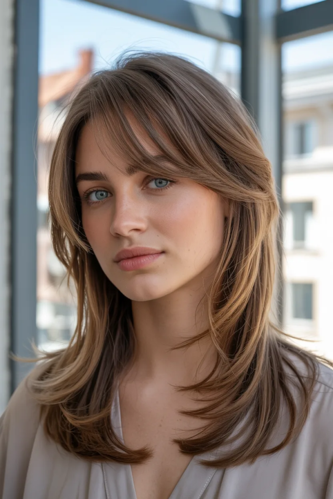 Layered Hair with Side Bangs
