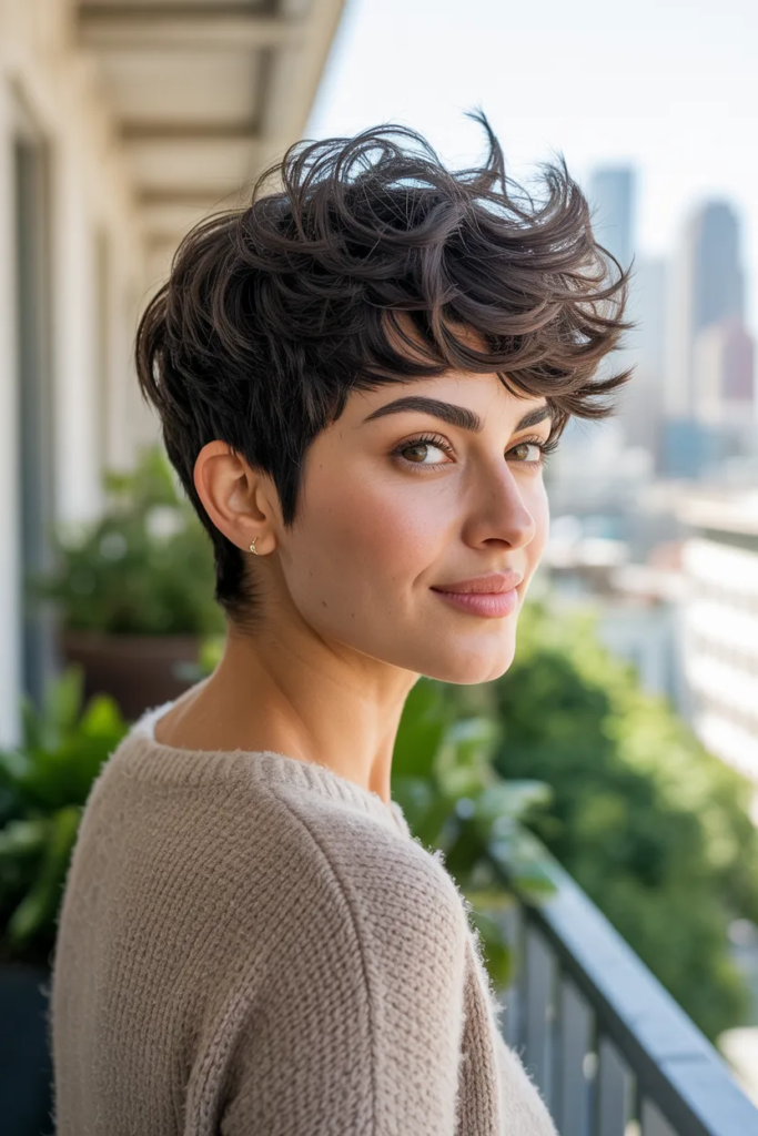 Tousled Shaggy Pixie with Volume