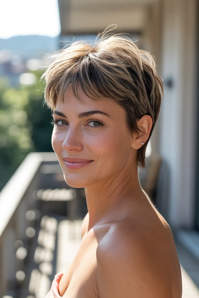 Short Shaggy Pixie with Middle Part