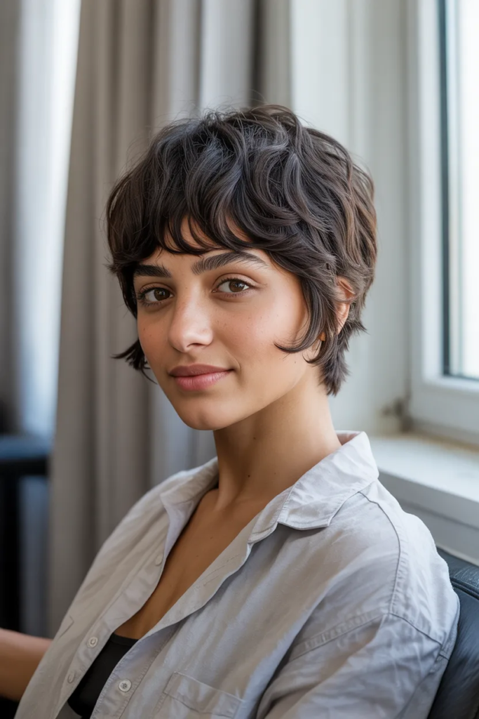 Shaggy Pixie with Curtain Bangs