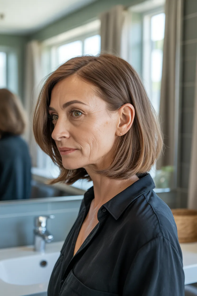 Blunt Lob With Side Part