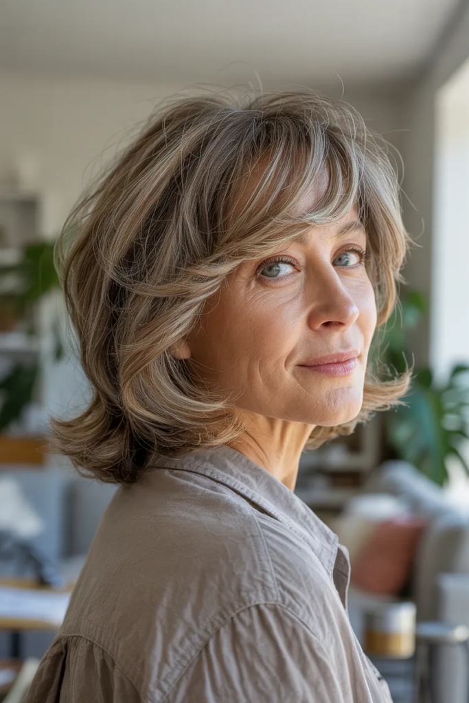Layered Lob With Side Bangs