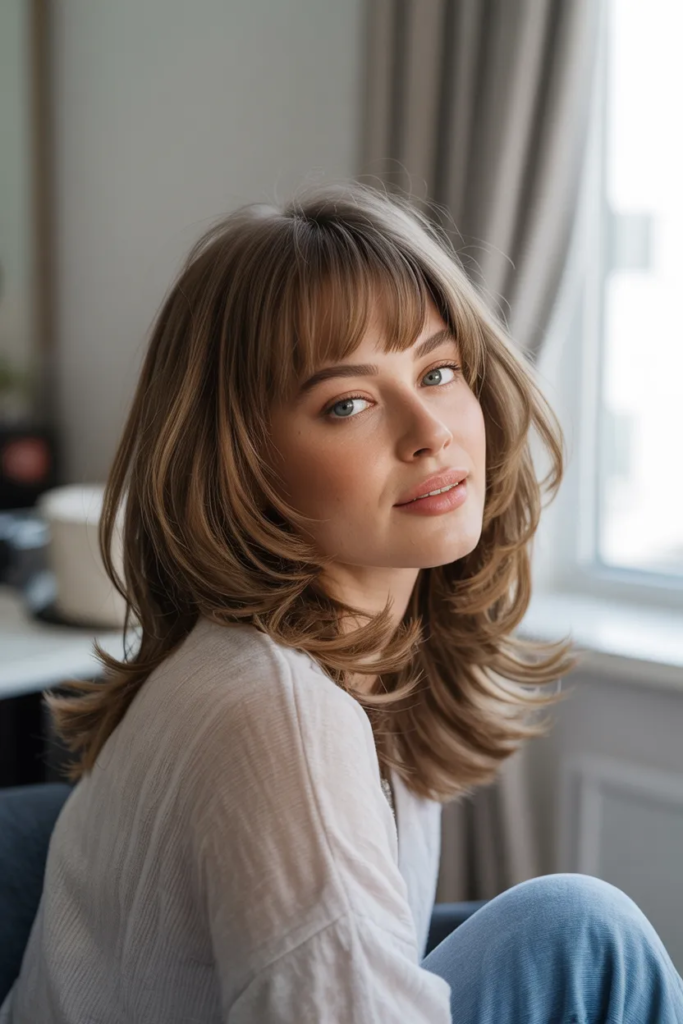 Rounded Layered Cut with Bangs