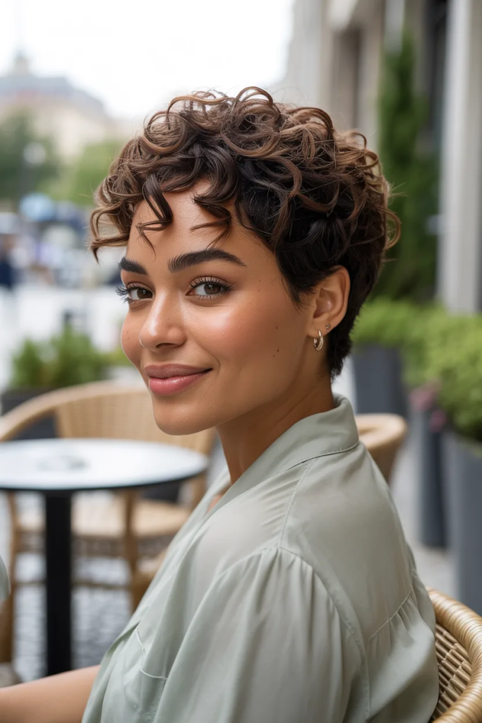 Curly Pixie with Volume