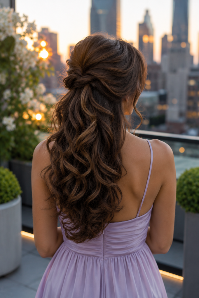 Voluminous Half Up Glam Style