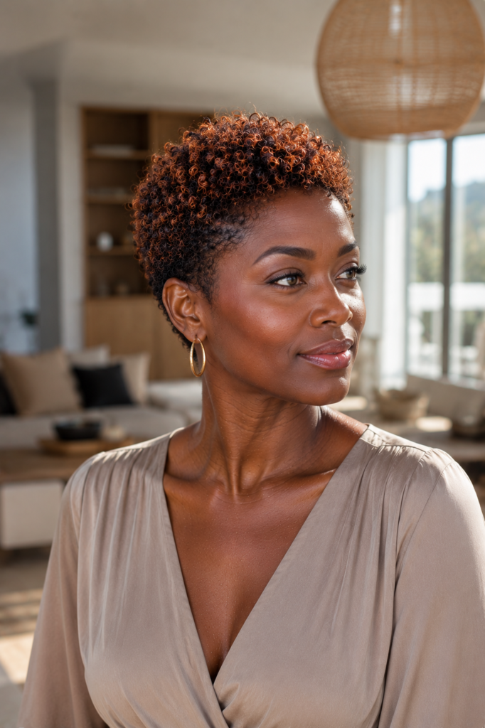 Curly TWA with Color