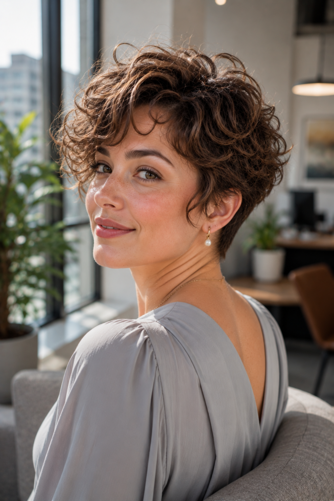 Soft Romantic Curly Pixie