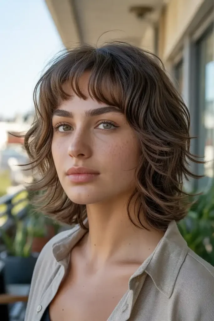 Medium Shag with Curtain Bangs