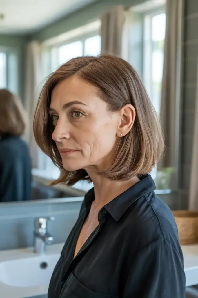 Blunt Lob With Side Part