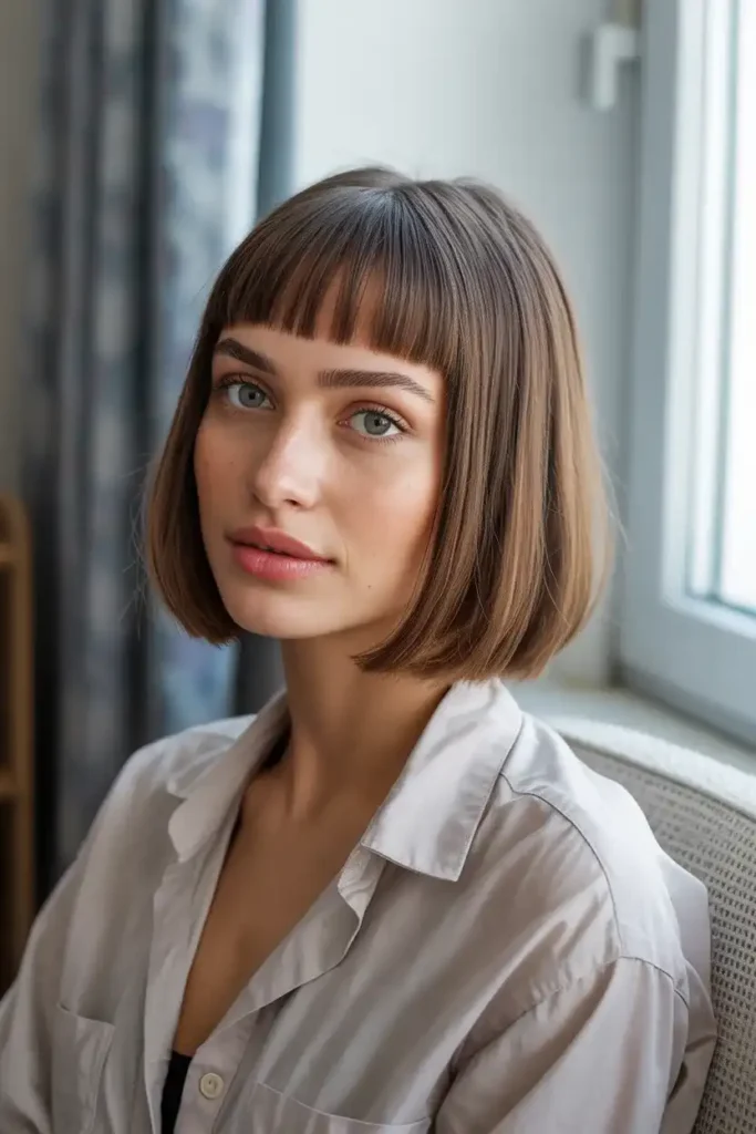 Blunt Cut with Curtain Bangs